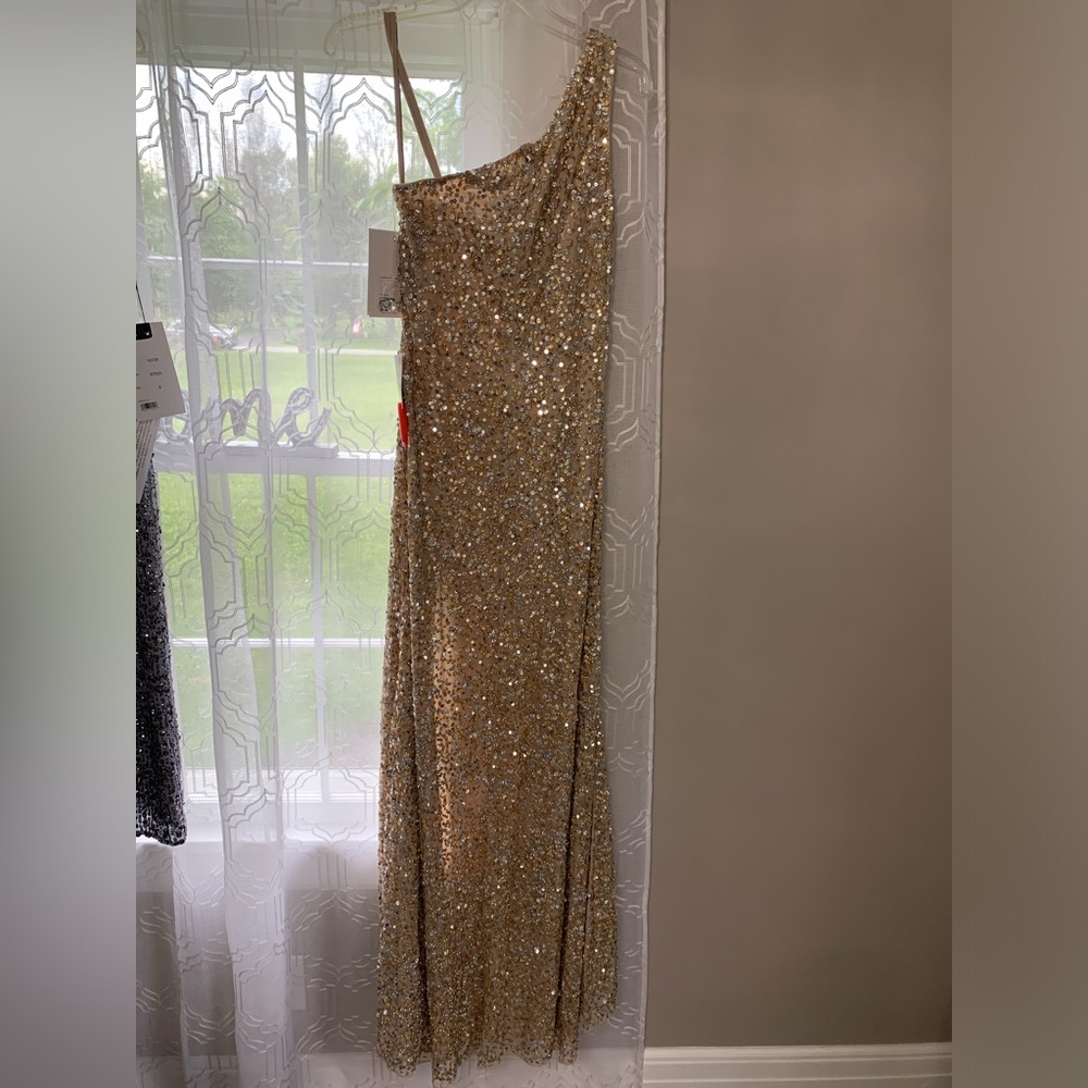 Mac Duggal Sequin One Shoulder Gown